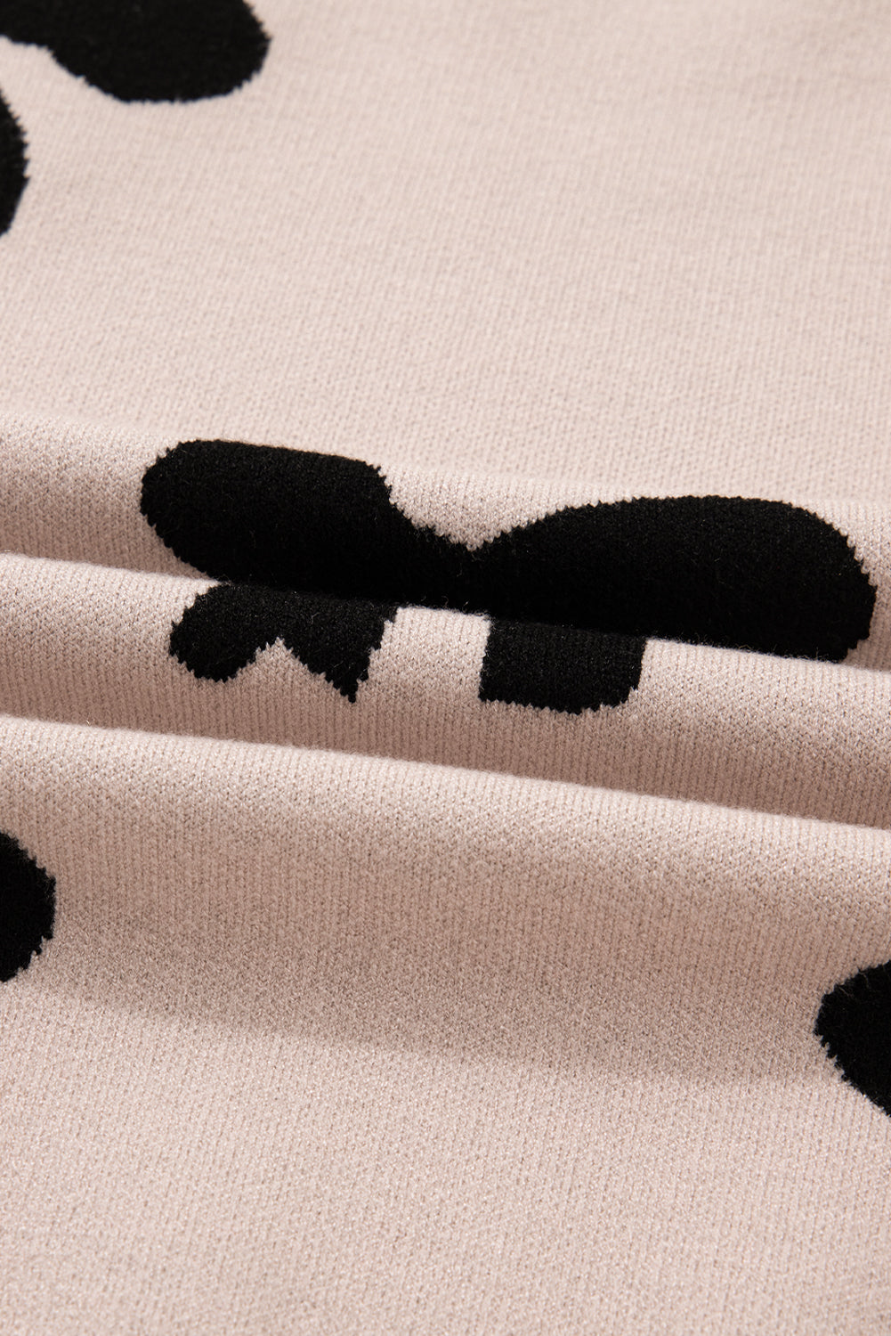 Smoke Gray Pearl Embellished Bow Pattern Loose Sweater Sweaters 066990f9cf1a36d0