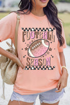 Pink FOOTBALL SEASON Heat Transfer Printing Graphic Game Day T Shirt Graphic Tees 069603816187b8cf