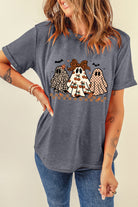 Gray Cute Halloween Ghost Heat Transfer Printing Casual Tee Graphic Tees 06b1e5c1e4a7a0ec