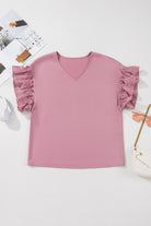 Toadstool Satin Ruffle Sleeve V Neck Blouse Blouses 06be42c7c13f7772