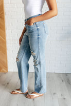 BeautybyShree Ramona High Rise Rigid Magic Destroyed Straight Jeans