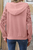 Gossamer Pink Lace Patchwork Raglan Sleeve Kangaroo Pocket Waffle Hoodie Sweatshirts & Hoodies 0719c7933f0a3e89