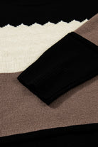 Black Colorblock Crew Neck Drop Shoulder Sweater Sweaters 07274f7320e2c243