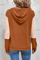 Gold Flame Contrast Color Ribbed Patchwork Crossed Pullover Neck Hoodie Sweatshirts & Hoodies 0753077458865fd1