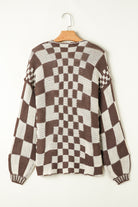 Orchid Petal Colorblock Checked Open Front Knitted Cardigan Cardigans 07bbd5b90e2808c2