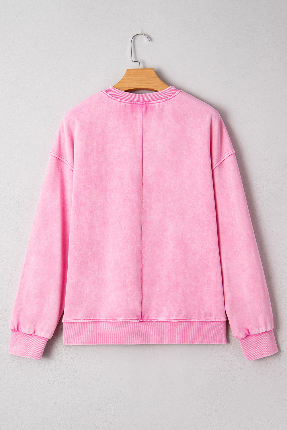 Bright Pink Mineral Wash Crossed Crew Neck Drop Shoulder Loose Sweatshirt Sweatshirts & Hoodies 07ecc3627a02c65b