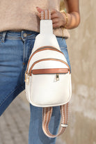 White Casual PU Multi Zipped Street Sling Bag Crossbody Bags 093b81d27d47d8d7