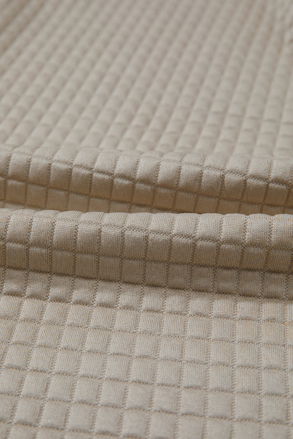 Khaki Color Block Patchwork Textured Long Sleeve Top and Shorts Set Two Piece Shorts Sets 09818491f458f45b