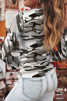 Green Camouflage Print Slim Fit Long Sleeve Top Long Sleeve Tops 0ad3230bd66c01bf