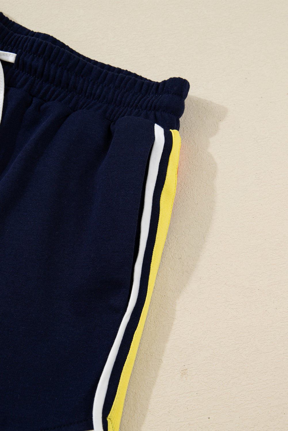 Bluing Colorful Striped Accent Varsity Long Sleeve Pullover and Shorts Matching Set Two Piece Sets 0adafccf42497263