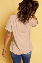 Khaki Sequin Horses Patched Casual Crewneck T Shirt Graphic Tees 0aff383e99f77b56