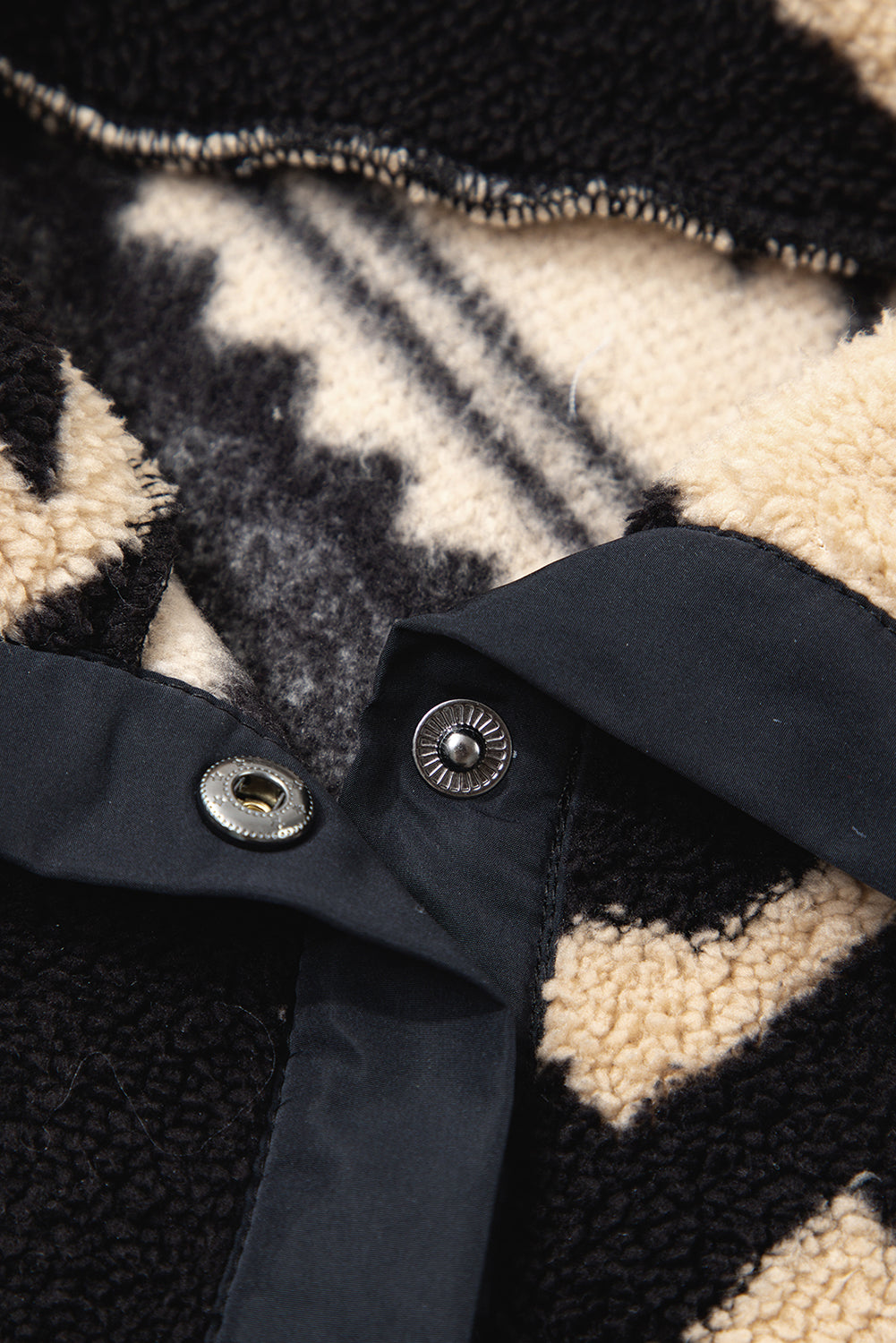 Black Vintage Geometric Half Zip Plush Sweatshirt Sweatshirts & Hoodies 0b3b3b8e5bbb32b7