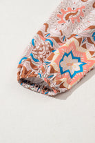 Ashleigh Blue Ruffle Floral Sleeve Patchwork Waffle Top Long Sleeve Tops 0bf50780f21b7d68