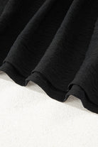 Black Bow Tie Neck 3/4 Sleeve Casual Blouse Blouses 0bf895582ad92a8a