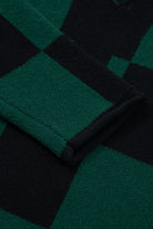 Black Checked Notched Neckline Drop Shoulder Knit Sweater Sweaters 0c9bbbb3308b3538