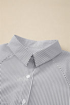 Black Striped Casual Shirred Cuffs Shirt Long Sleeve Tops 0c9dd97f32b769a1