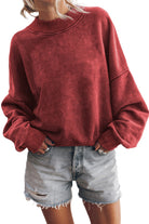 Brown Plain Drop Shoulder Crew Neck Pullover Sweatshirt Sweatshirts & Hoodies 0cc006ccd797741b