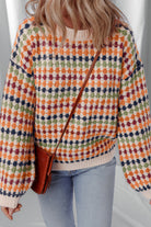 Multicolour Dotty Striped Pattern Knit Drop Shoulder Sweater Sweaters 0cf70de924ea6ea9