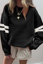 White Preppy Striped Sleeve Loose Sweatshirt Sweatshirts & Hoodies 0d97b01d4564e347