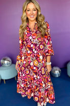 Purple Floral Print Collared Tiered Flowy Long Dress Maxi Dresses 0e03b106733ee95b