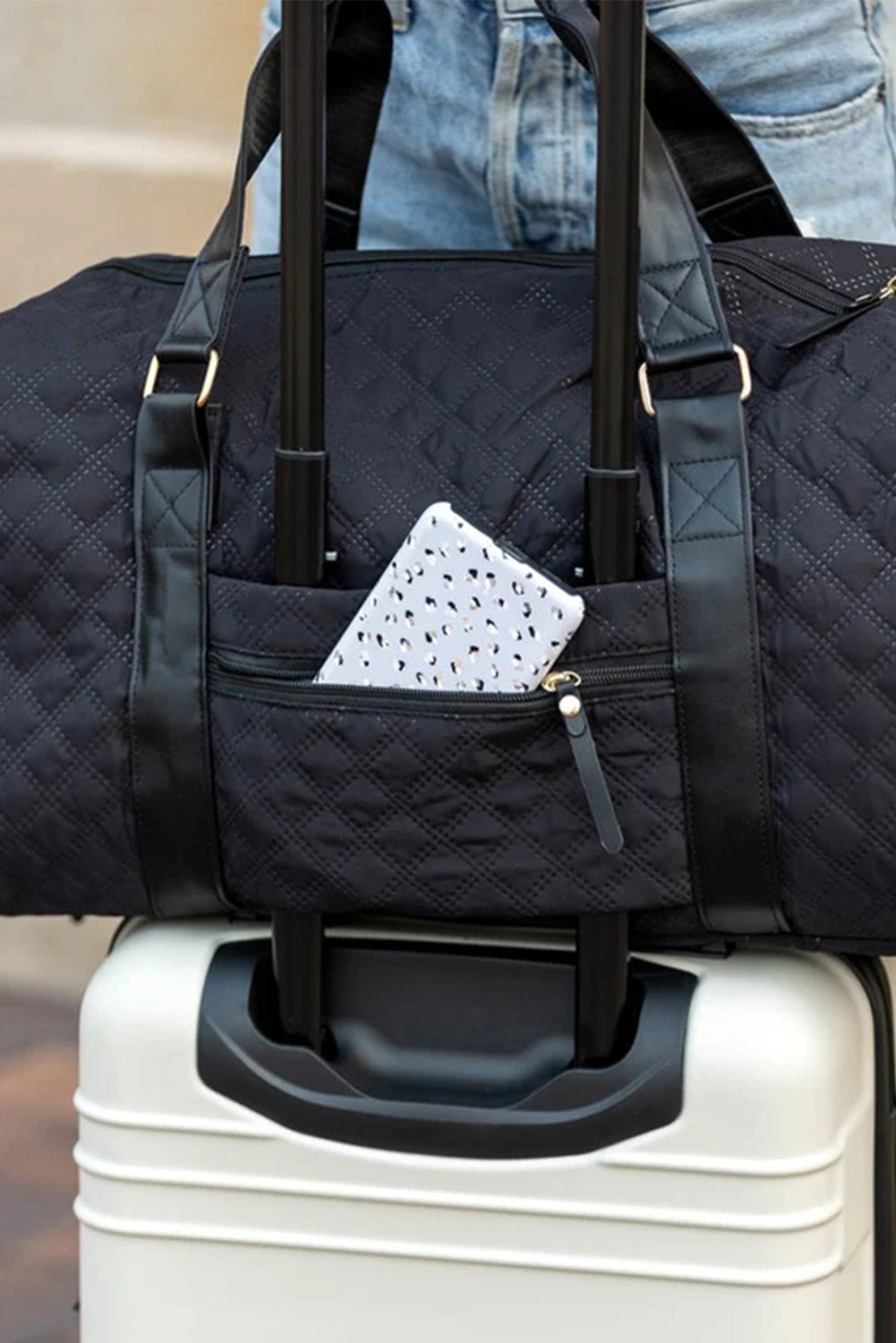 Black Plaid Large Capacity Travel Duffle Bag Bags 0e1cf53497dbfe70