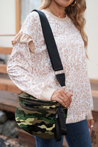 Green Camouflage Print Double Zipper Crossbody Bag Crossbody Bags 0e2e8d4af2cac5a1