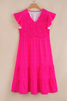 Rose Polka Dot Print Ruffle Smocked High Waist Plus Midi Dress Plus Size Dresses 0e37d2d303697bba