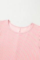 Blossom Corded Crew Neck Puff Sleeve Mini Dress Short Dresses 0e7c1e8188339770