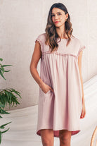 Mint Green Frilled Trim Crewneck Loose Fit Mini Dress Short Dresses 0eb117dbbe308f16