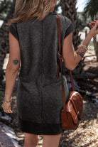 Bonbon Zipped Collar Cap Sleeve Pocketed Sweatshirt Dress Short Dresses 0ee284fef1a6ce2c