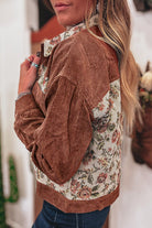 Clay Ribbed Retro Floral Patchwork Jacket Jackets 0f1e649741c1ba9b