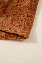 Chestnut Plush Patchwork Zipper Stand Neck Vest Outerwear 0f4fc29ebb83b435