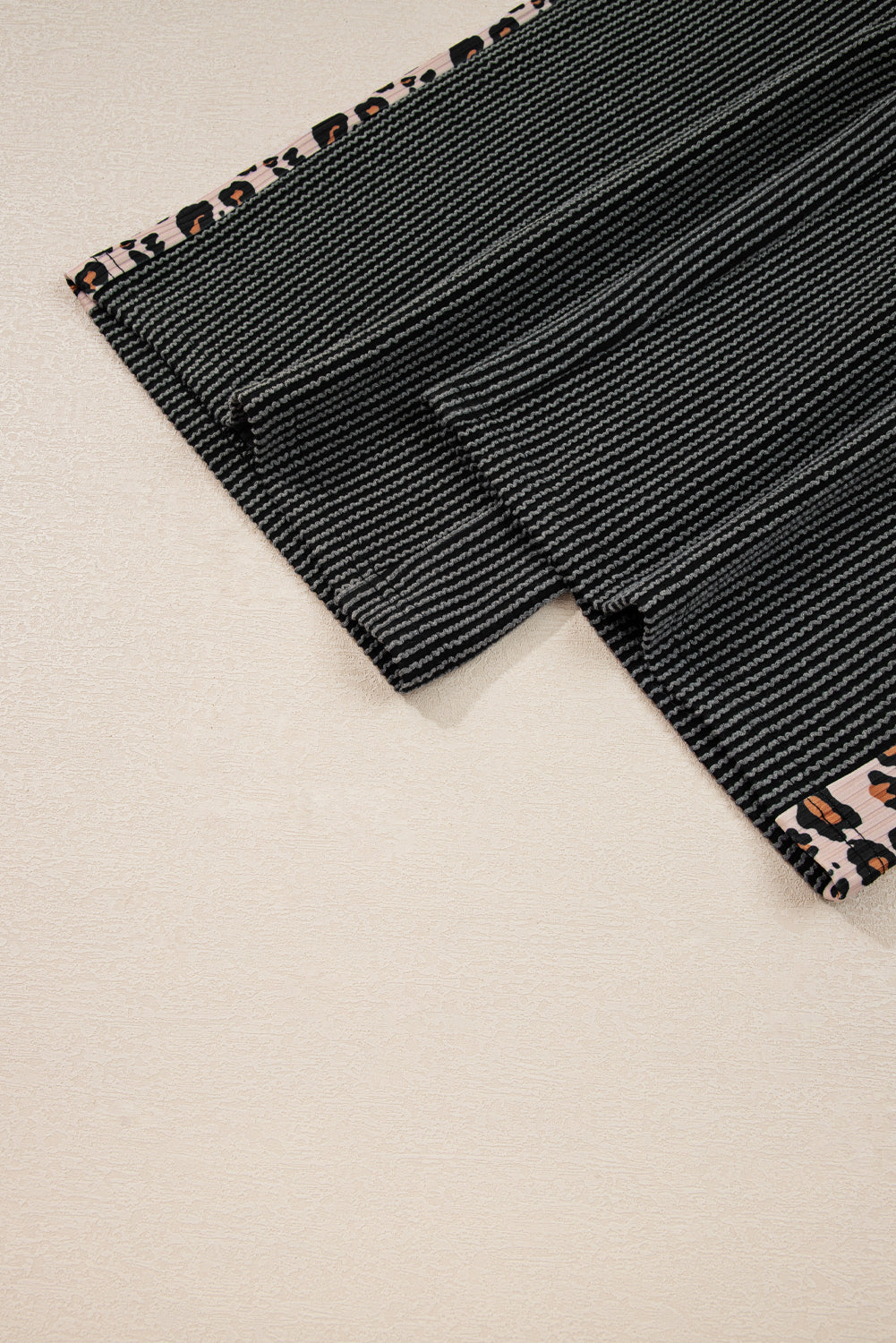 Carbon Grey Twisted Rib Leopard Patchwork Detail 2pcs Pants Set Two Piece Pants Sets 0f76e103d99cee97