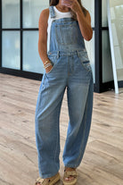Dusk Blue Adjustable Buckle Straps Straight Leg Denim Overalls Jumpsuits 0fbff0a9bbbac228
