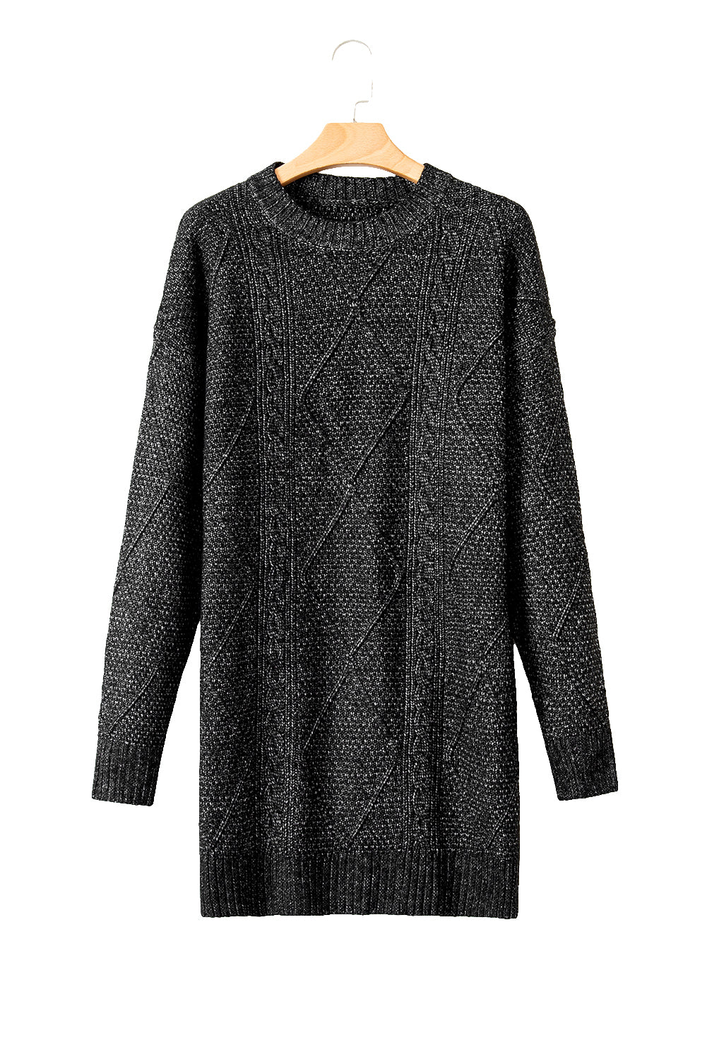Mist Green Twist Cable Knit Drop Shoulder Loose Fit Sweater Dress Sweater Dresses 10174ea556593f24