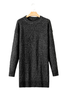 Mist Green Twist Cable Knit Drop Shoulder Loose Fit Sweater Dress Sweater Dresses 10174ea556593f24