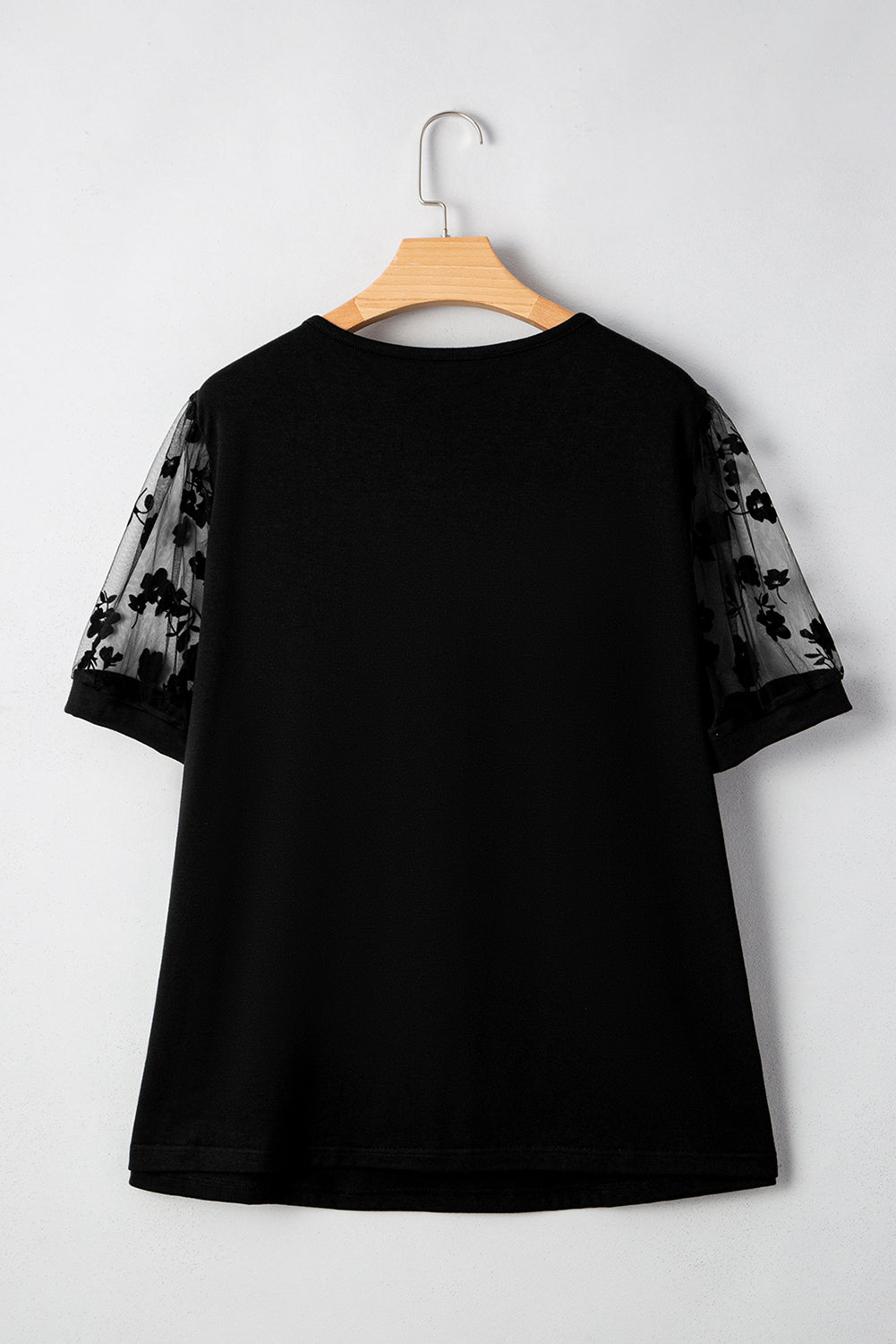 Black Plus Size Floral Mesh Patchwork Loose V Neck T Shirt Plus Size Tops 1061d36c473eb842