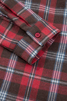 White Plaid Print Collared V Neck Loose Blouse with Side Slits Blouses 10884b1aa9d06bb6