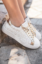White Leopard Print Lace Up Sneaker Sneakers 1089ff5bf9aa03a7
