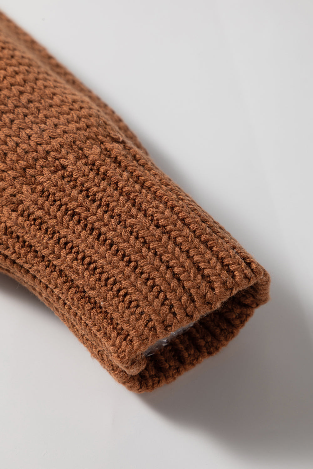 Light French Beige Contrast Stitch Detail Colorblock Knitted Plus Size Sweater Plus Size Sweaters&Cardigans 10b83e59cab42e30