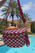 Pink Checkered Print Wide Strap Large Crossbody Bag Crossbody Bags 10c17f5066e1ab90