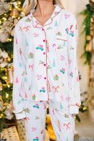 White Christmas Print Lapel Shirt and Pants Pajama Set Loungewear Set 10e4d1e9949cc9da
