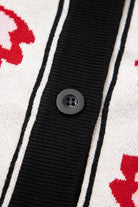 Black Floral Print Button Front V Neck Contrast Trim Cardigan Cardigans 10ef32a83298646c