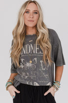 Dark Grey Kindness Butterflies Graphic Mineral Wash Loose Tee T Shirts 1106d19e3f79b735