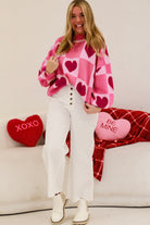 Pink Love Heart Checkered Valentine Knit Sweater Sweaters 11b343b00e394651