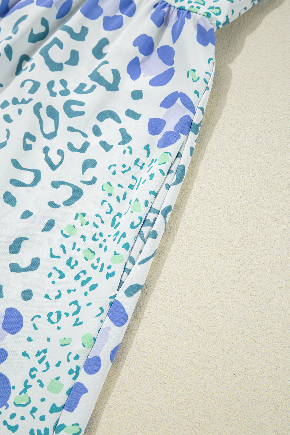 Sky Blue Leopard Bow Front Puff Sleeve Mini Dress Short Dresses 124093ad5704aef3