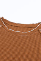 Brown Textured Crewneck Long Sleeve Top Long Sleeve Tops 1250a94ca1485f15