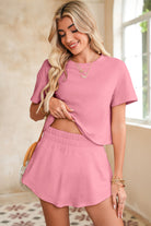 Black Cropped Tee and Ruffle High Waist Skort Set Two Piece Shorts Sets 125e5c97bed3a4b6