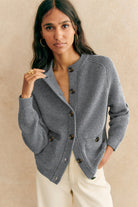 Medium Grey Chunky Buttoned Front Round Neck Cardigan Sweater Cardigans 13166104c319dcfb