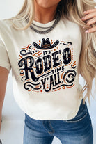 White IT'S RODEO TIME YALL Heat Transfer Printing Graphic T Shirt Graphic Tees 1338d0a59fdbdf81